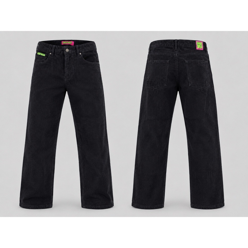 Empyre Tori Corduroy Khaki Pants Size 10X29 Skater Y2K Baggy Fit Black Grunge